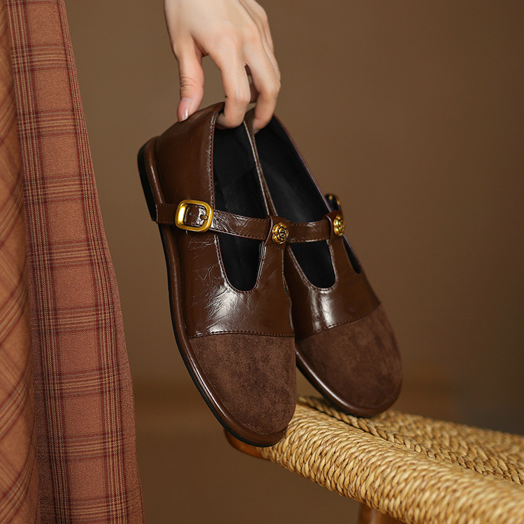 Women's Fashion Flat Shoes with Splicing and Round Toe