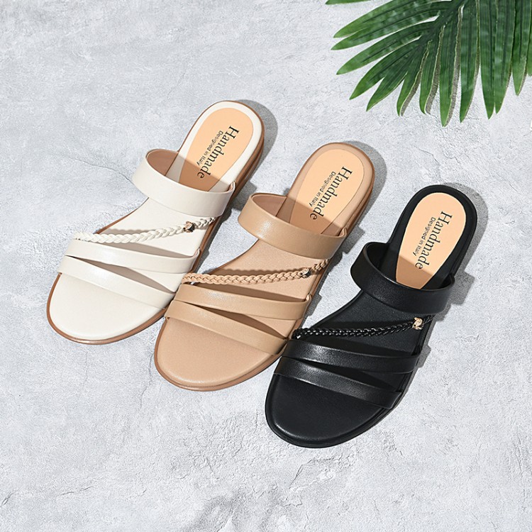 Women's Roman Sandals Low Heel Open Toe Slip-On