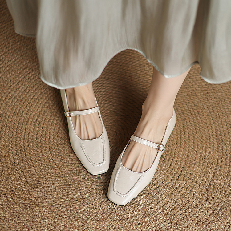 Women's Square Toe Low Chunky Heel Flat Shoes Spring 2025 - Style i.html