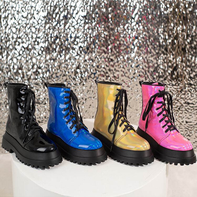 Women's Square Toe Platform High Heel Mid Calf Boots